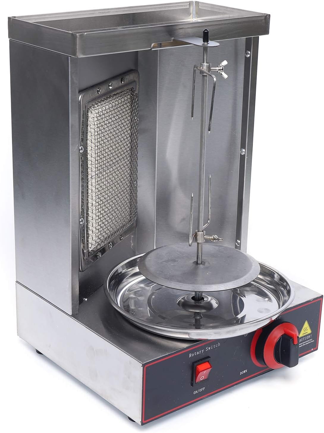 Commercial Shawarma Machine Gas Doner Kebab Grill, LPG Gyro Machine Gas Shawarma Rotisserie, 360° Rotating Single Burner Countertop Vertical Shawarma Broiler for Chicken Roast, Turkey Roast
