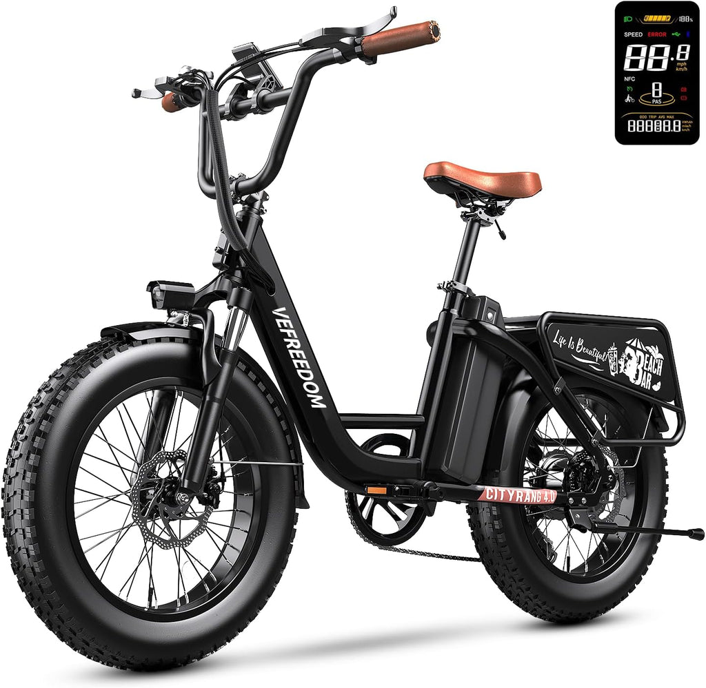 VEFREEDOM 1500W Motor Electric Bike for Adults 80 Miles 30MPH Ebike 20' x 4 Fat Tire 48V 20Ah Removable Battery Mountain E Bike Commuter Front Suspension Bicycles Men Women