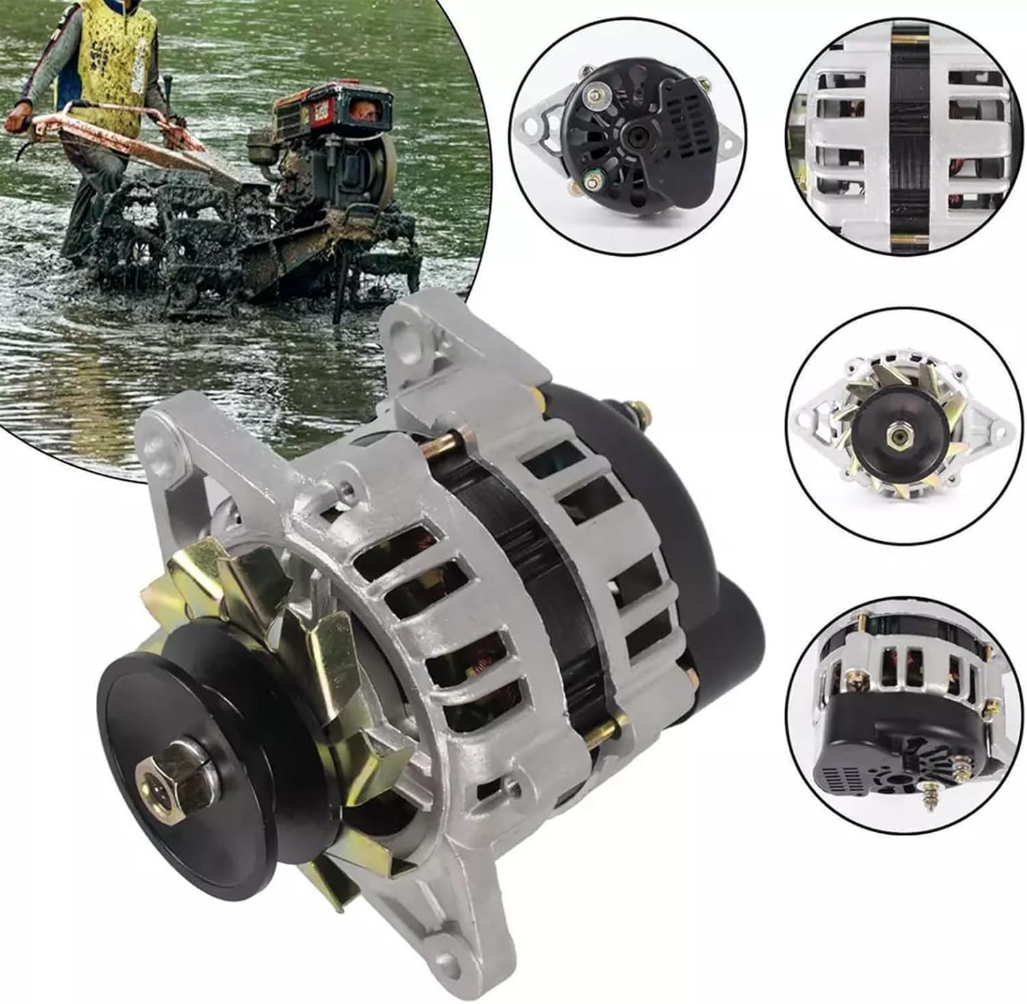 2000W Permanent Magnet Brushless Small AC Generator 110V/220V With Voltage Stabilization Pure Copper Wire Pulley Generator Low Speed Generator(110V)