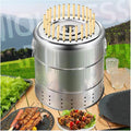 Stainless Steel Barbecue Grill Household Smokeless Hanging Grill Round Barbecue Fireplace Detachable Design Outdoor Charcoal Grill Suitable for Patio, Camping Barbecue