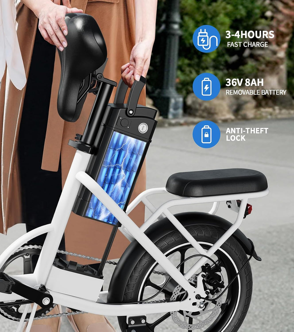 WINDHORSE 16' Folding Electric Bike for Adults, 630W Peak Motor, 20MPH, 19–35 Miles Pedal Assist Range, LCD Display, Dual Disc Brakes, Removable Battery