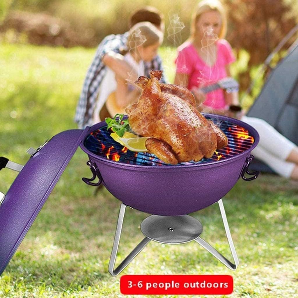 IRYZE Portable Charcoal Grill Portable Charcoal Grill Outdoor BBQ Grill Backyard Cooking Stainless Round Small Barbecue Grill Stove BBQ Grill for Outdoor (Color : Blue)