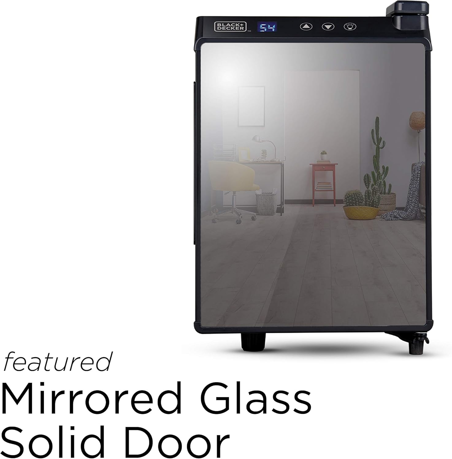 BLACK+DECKER 6 Bottle Wine Fridge, Wine Cooler with Mirrored Front, Mini Wine Fridge Thermoelectric, BD60316