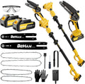 4-in-1 Electric Pole Saw for Tree Trimming, 6 Inch and 8 Inch Cordless Chainsaw with 2×4.0 Ah Batteries, Mini Chainsaw Cordless with Extension Pole, Battery Powered Pole Chain Saw for Branch Cutter