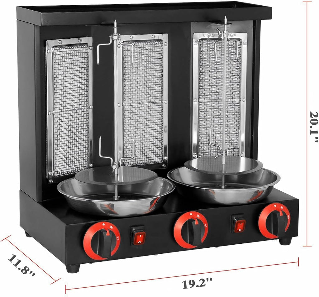 Vertical Doner Kebab Grill Machine,360 Degrees Rotating Rotisserie Oven,Gas Grill, for Commercial and Home Kitchen (Black)