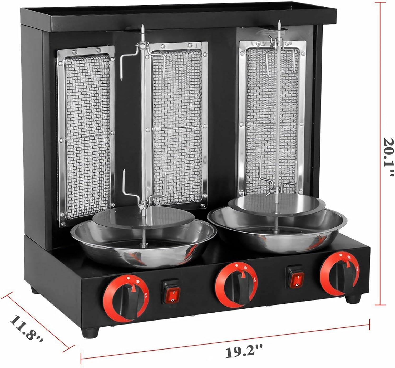 Vertical Doner Kebab Grill Machine,360 Degrees Rotating Rotisserie Oven,Gas Grill, for Commercial and Home Kitchen (Silver)