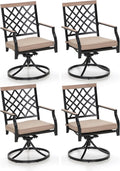 PHI VILLA Swivel Patio Chairs Set of 4 Outdoor Dining Rocker Chair Support 300 lbs for Garden Backyard Bistro Furniture Set with Cushion