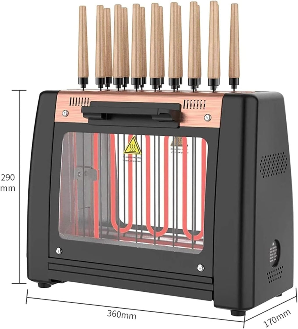 Electric Barbecue Grill, 360 ° Automatic Rotating Lamb Skewers Vertical Grill with 2 Grease Brush, 2 Stage Temperature Control and 360° Automatic Rotation for Party