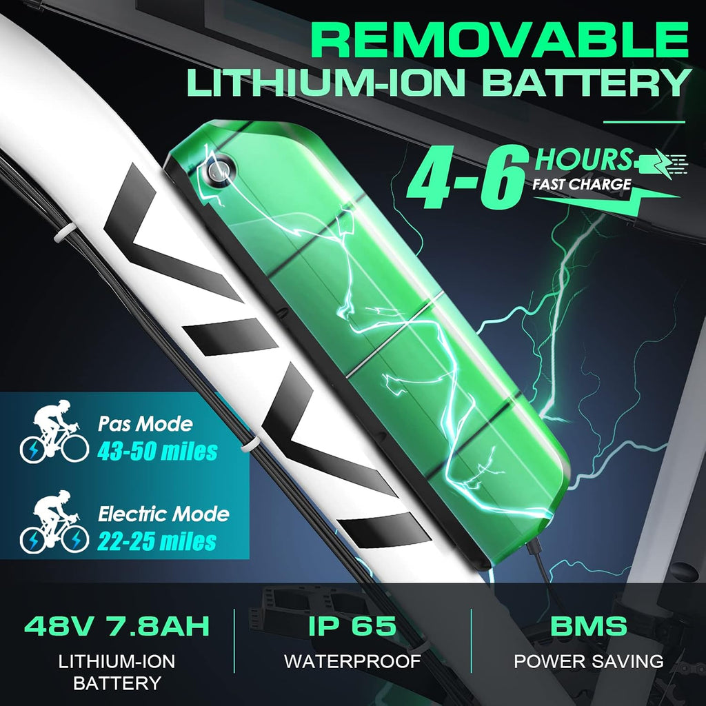 Vivi Electric Bike for Adults, Peak 750W Ebike 26' Electric Mountain Bike, 20MPH Adult Electric Bicycles Commuter Ebike with 48V Battery, Up to 50 Miles, 21 Speed, SGS Certified to UL2849