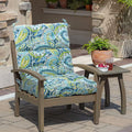 Magpie Fabrics Indoor Outdoor Tufted High Back Chair Cushion Set of 2, Waterproof All-Weather Deep Seating Rocking Chair Patio Chaise Lounge Sun Lounger Chair Cushions(Paisley Lapis Green)
