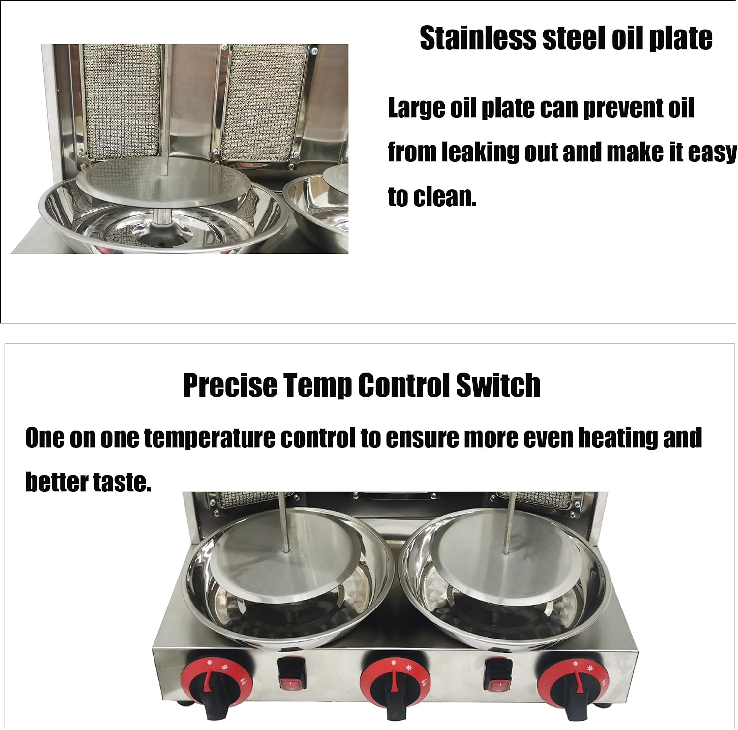 LP Gas Type 3 Burners Turkish Barbecue Machine Shawarma Maker Kebab Gyro Grill Stainless Steel Vertical Rotating Oven with Meat Catch Pan and Adjustable Tempereture