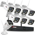 8 Channel Wireless Home Security Camera System with Two-Way Audio/AI Face Detection/Colour Night Vision/Smart Playback Video, 8CH WiFi NVR kit, 8pcs 3MP Surveillance Security Cameras, NO Hard Drive