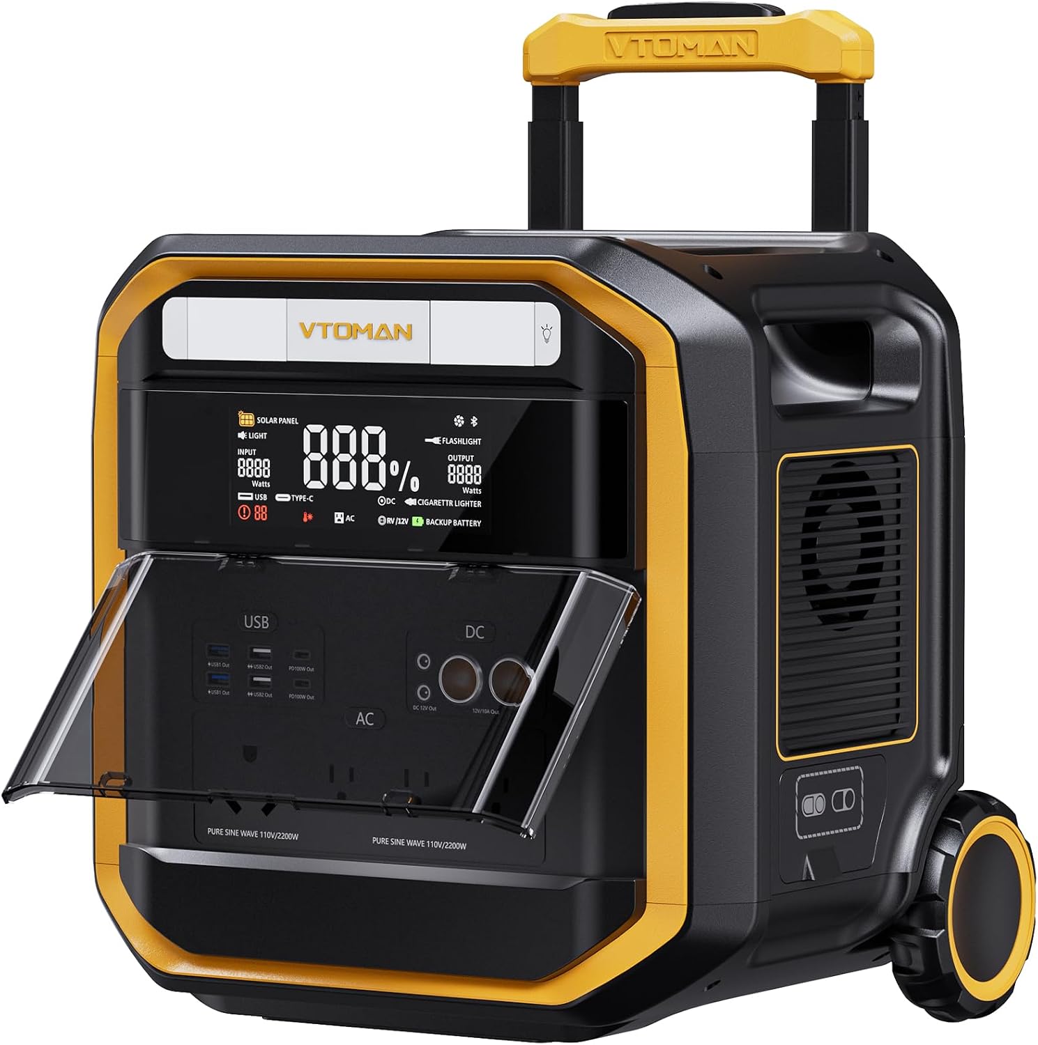VTOMAN FlashSpeed Pro 3600 Portable Power Station, 3096Wh LFP Battery Solar Generator with 400W Solar Panel, 2Hr Fast AC Charge, 25% Efficient, UPS Home Backup with Wheels, for Outdoor RV Emergency