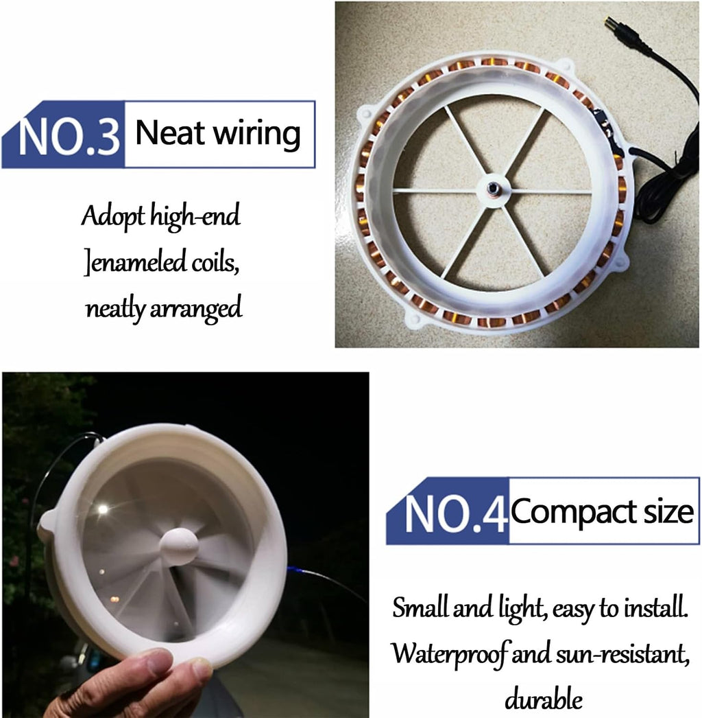 Portable Wind & Water Hybrid Turbine Generator, Small Outdoor Hydroelectric Generator 6-Blade Quick-Start Micro Turbine Outdoor/Camping/Emergency Power