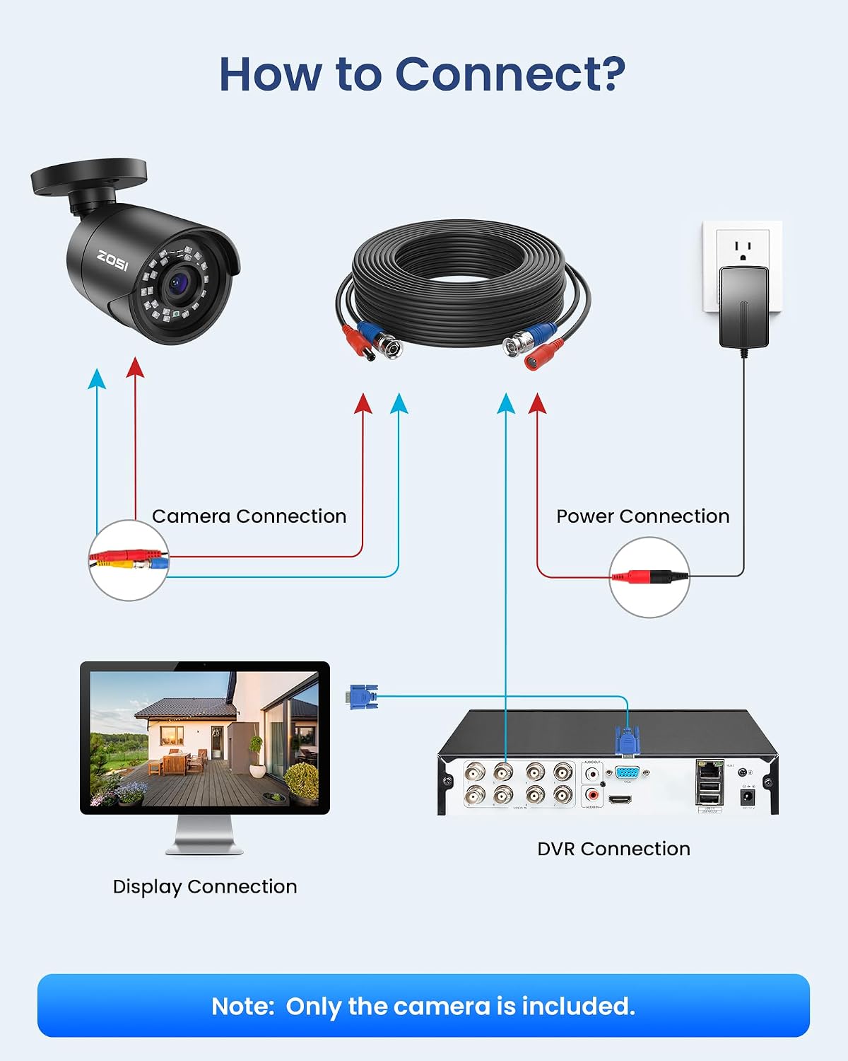 ZOSI 3K Lite Home Surveillance Security Camera System with AI Human Vehicle Detection, 8CH H.265+ CCTV DVR and 8 x 2MP 1920TVL Wired Weatherproof Bullet Cameras Outdoor, 100ft Night Vision (No HDD)