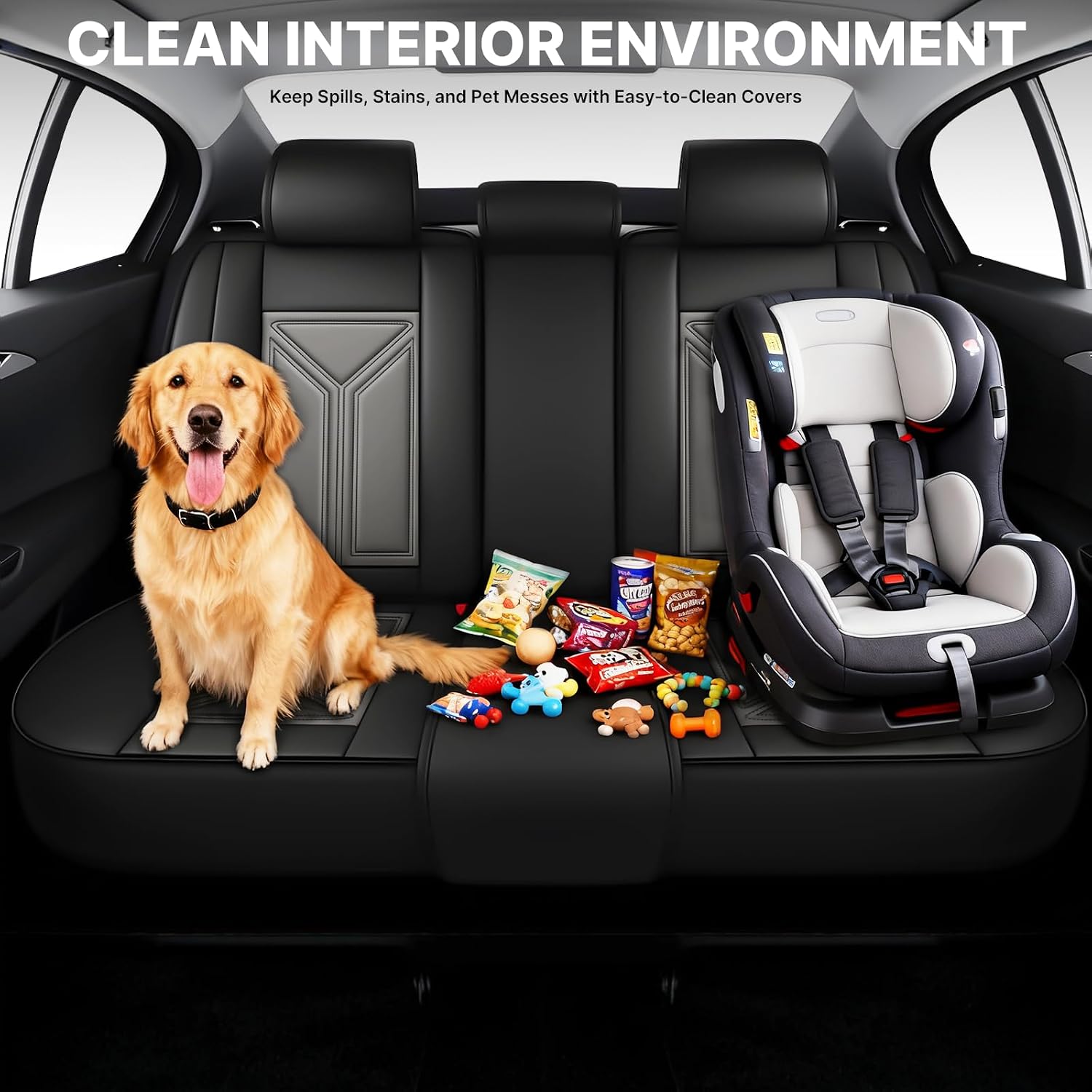 Car Seat Cover for Hyundai Santa Cruz 2022-2025,Waterproof Seat Protector Vehicle，Leather Seat Cover for Car Seat Cushions Automotive Seat Protector (Full Set,Black&Gray)