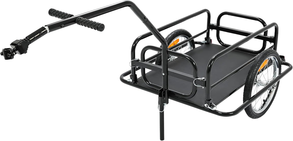 Kojem Foldable Bike Cargo Trailer, Heavy-Duty Storage Bicycle Trailer 110 lbs Capacity, 16IN Wheel Bike Wagon Cart, with Universal Hitch and Foldable Frame, Fit for Pet, Shopping, Park Picnics