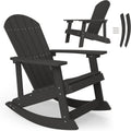 YEFU Outdoor Rocking Chair,Adirondack Rocking Chair,Patio Rocker Chair with Wide Back,Oversized Rocker Chair Look Like Real Wood, for Lawn, Porch, Backyard, Indoor and Garden(Black)
