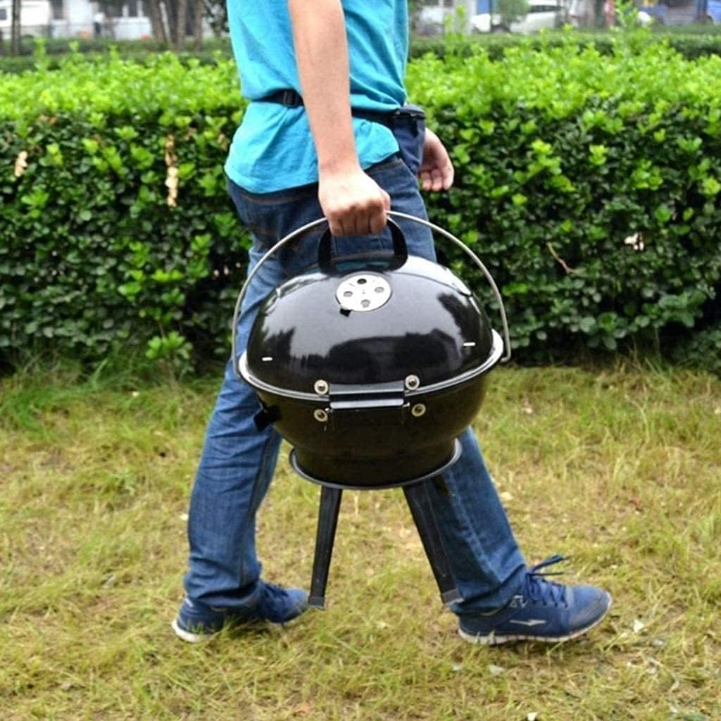 IRYZE Portable Charcoal Grill Portable Charcoal Grill With Lid Outdoor Cooking Camping Charcoal Barbecue Folding BBQ Round Grill BBQ Grill for Outdoor, Black