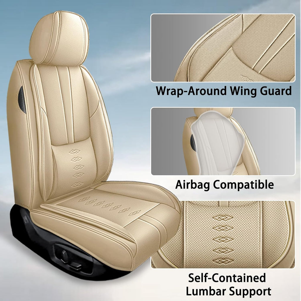 Car Seat Covers 5 Seats Fit for Mazda CX-90 2024 2025,Waterproof Leather Seat Covers,Airbag Compatible,Car Seat Protectors Interior Sets(Full Set,Beige)