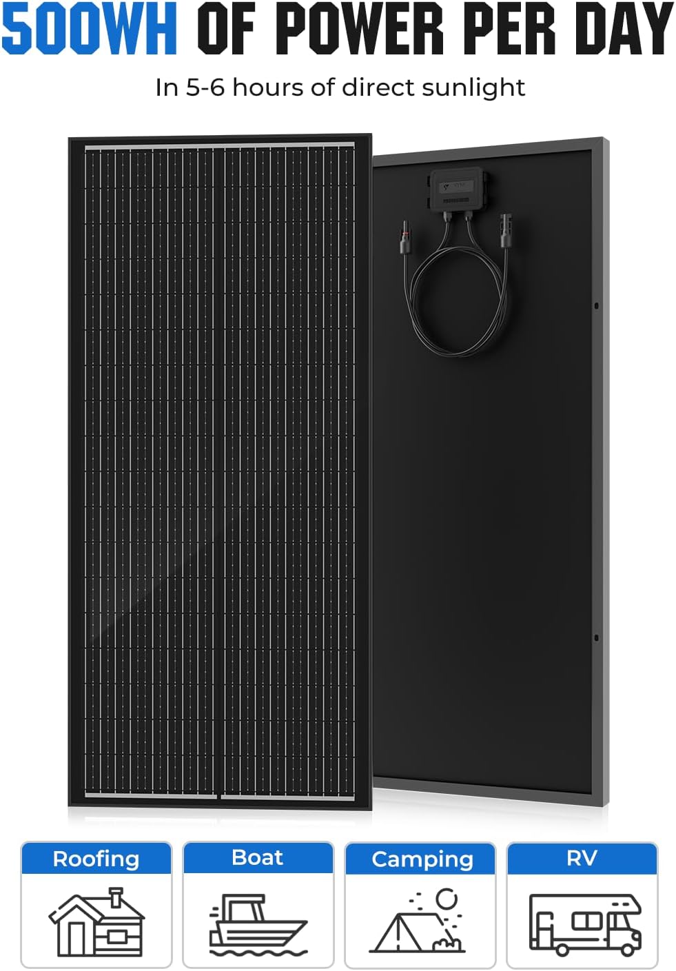18BB N-Type 600 Watt Solar Panel, 12V 6PCS 100W Solar Panels, 25% High-Efficiency, Monocrystalline PV Modules, for RV, Marine, Boat, Shed Farm, Rooftop, Farm and Off-Grid System