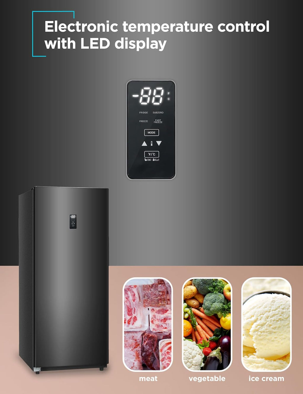 BLACK+DECKER 14 Cu. Ft. Convertible Freezer Refrigerator, Upright Freezer with Glass Shelves, ENERGY STAR rated, Frost Free, BUC1400XB, Black