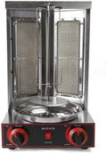 Vertical Grill with Adjustable Timer, with Two Adjustable Heating Tubes, Automatic Rotating Grill Plate, Smokeless Household Grill Plate with Built-in Grease Tray, 360° Rotation