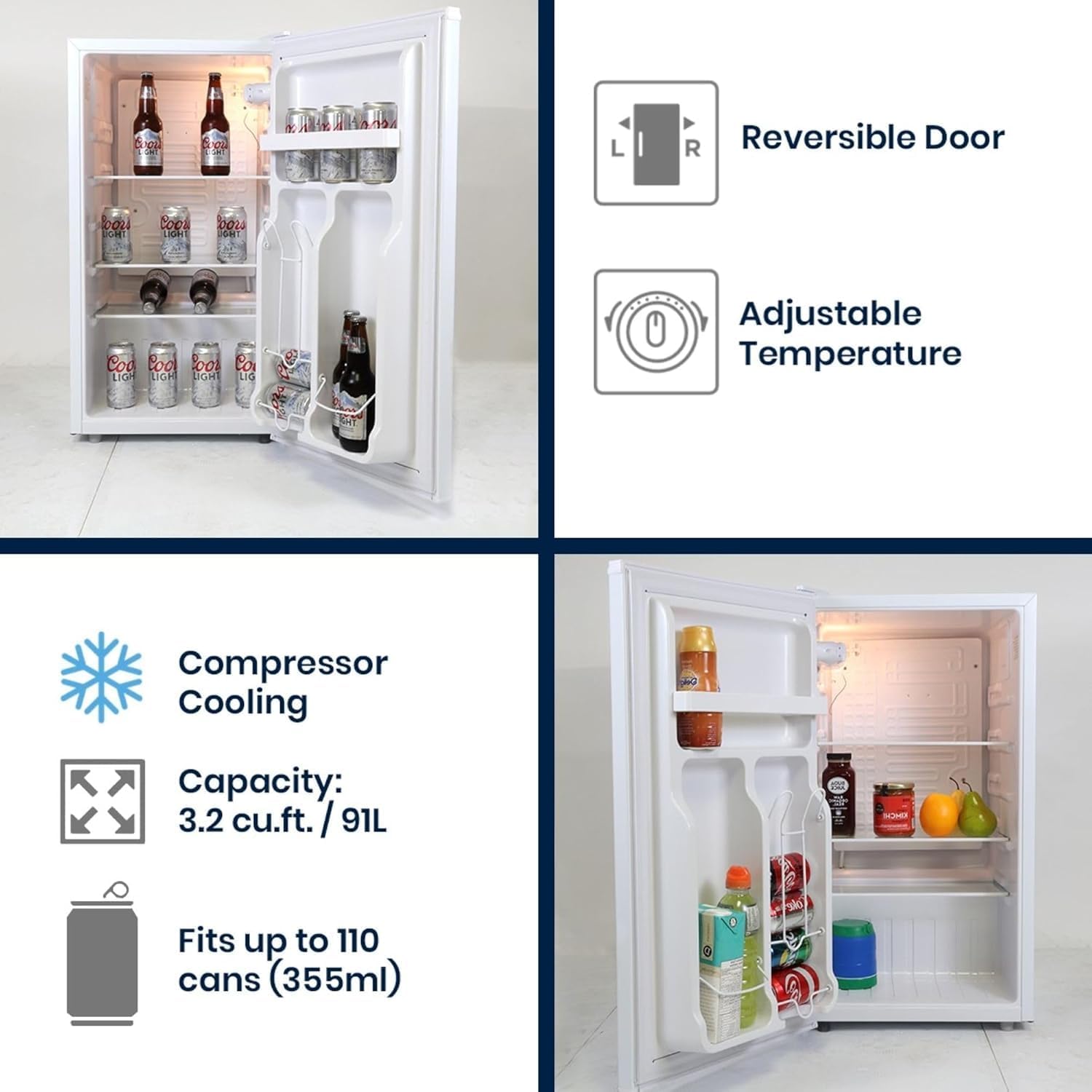 Koolatron Coors Light Rocky Mountain Compact Fridge with Bottle Opener, 90 L/ 95 Quart 3.2 Cubic Foot for Snacks,Beverages, Juice, Beer, Den, Dorm, Office, Games Room, or RV
