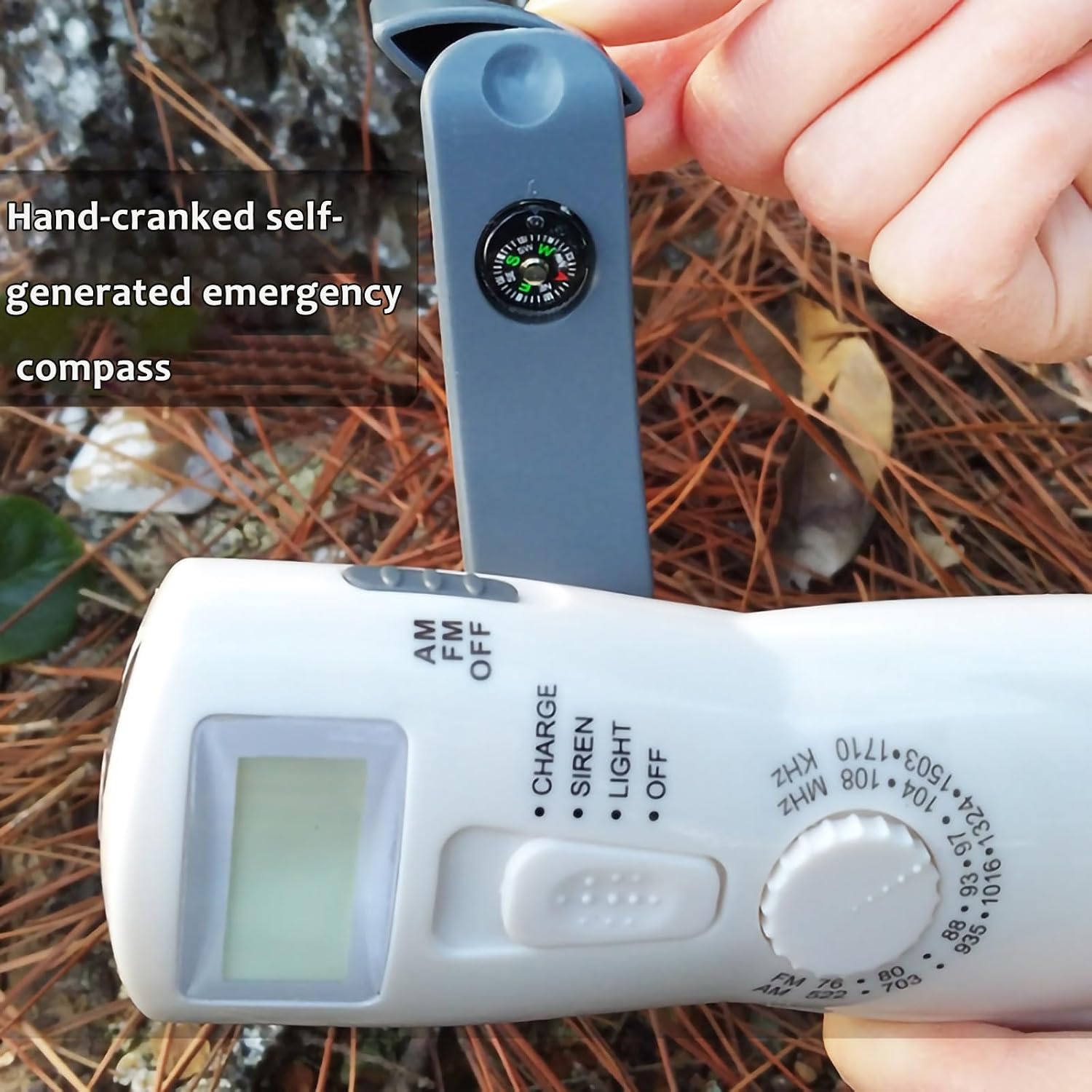 Hand Crank Power Bank with LED Flashlight, Portable Manual Generator Emergency Charger, Solar & USB Rechargeable Outdoor Power Supply for Camping, Hiking, and Survival Use