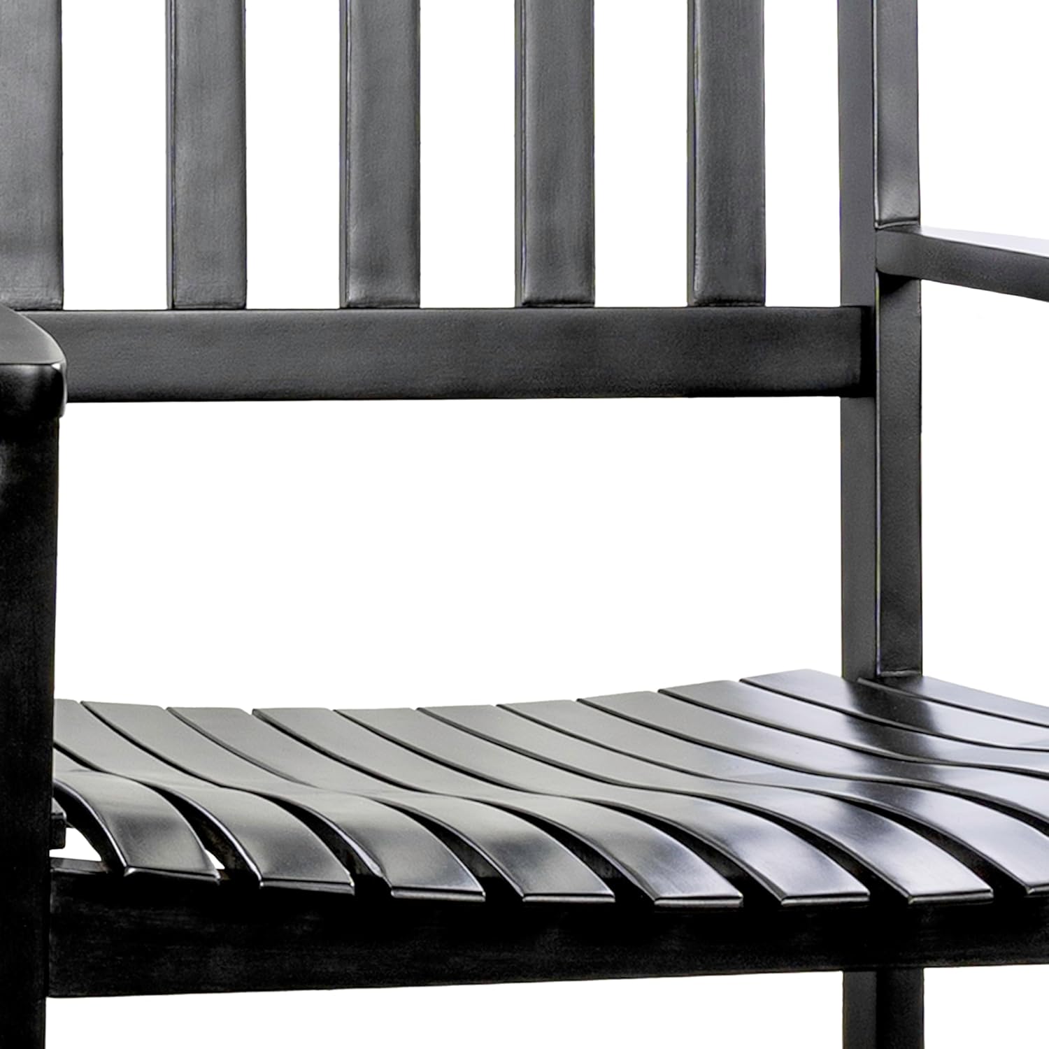 JONATHAN Y RCK300E Seagrove Farmhouse Classic Slat-Back 350-LBS Support Acacia Wood Outdoor Rocking Chair Traditional, Coastal, Cottage, Vintage, Shabby Chic, Black