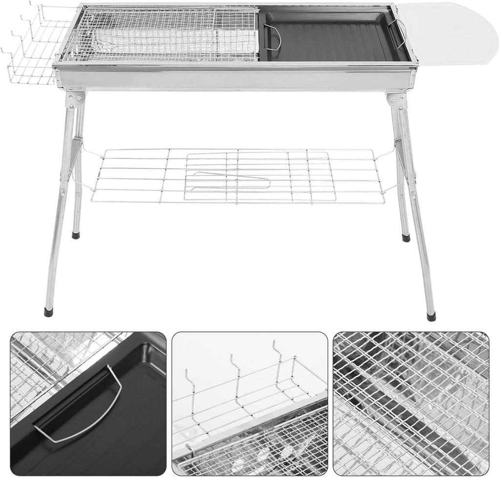 Abaodam 1Set Bbq Grill Portable Camping Grill for Outdoor Cooking Easy to Clean for Steaks Fish and Hamburgers for Backyard and Camping
