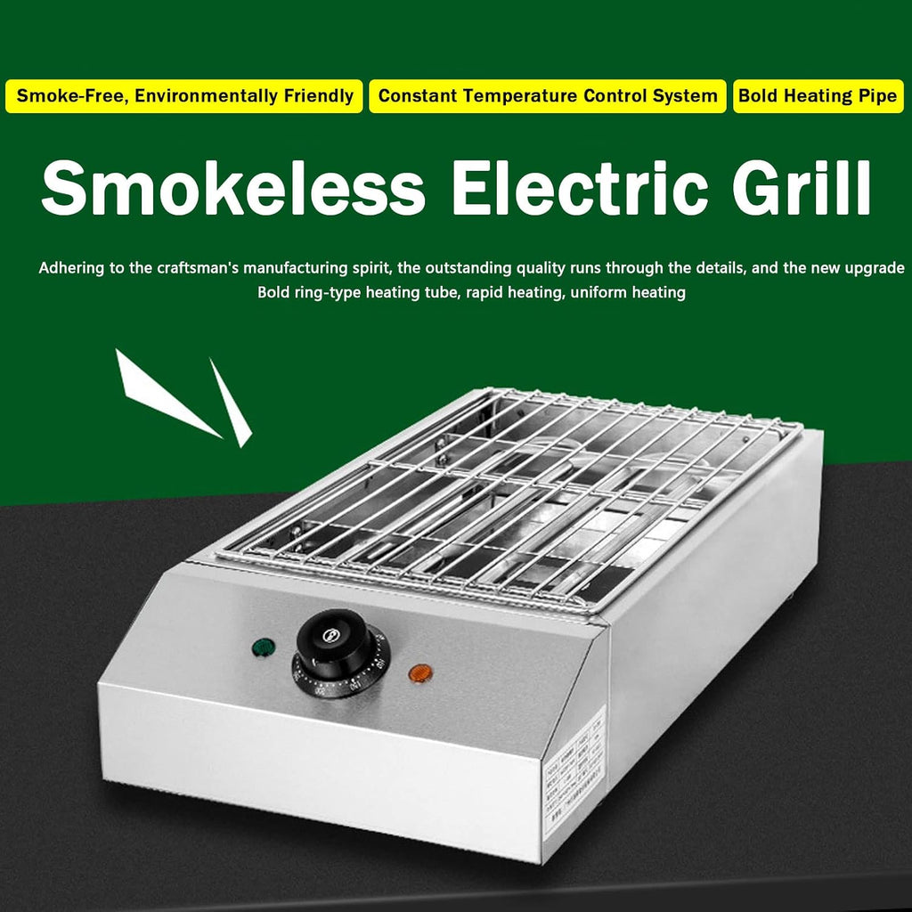 Premium Indoor Smokeless Electric Grill, 2600W Health BBQ Grill with Adjustable Temperature, Grill Surface 425x255 mm, Includes Water Filled Drip Tray to Reduce Smoke and Smell, BBQ Barbecue