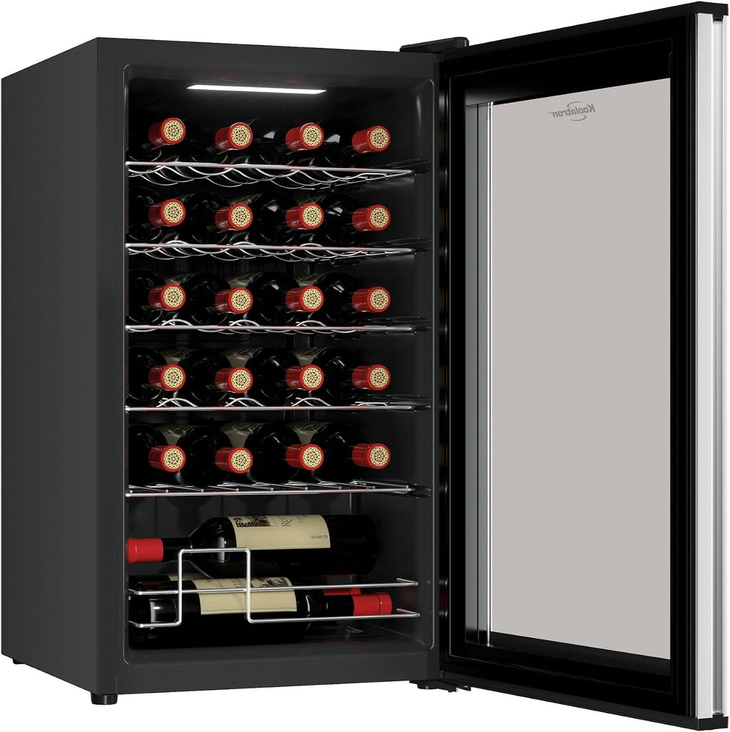 Koolatron 24 Bottle Wine Fridge – Freestanding Wine Cooler with Glass Door, 2.4 cu. ft (68 L), Beverage Can Refrigerator, Digital Temperature Control, Ideal for White, Red, Sparkling Wine, Champagne