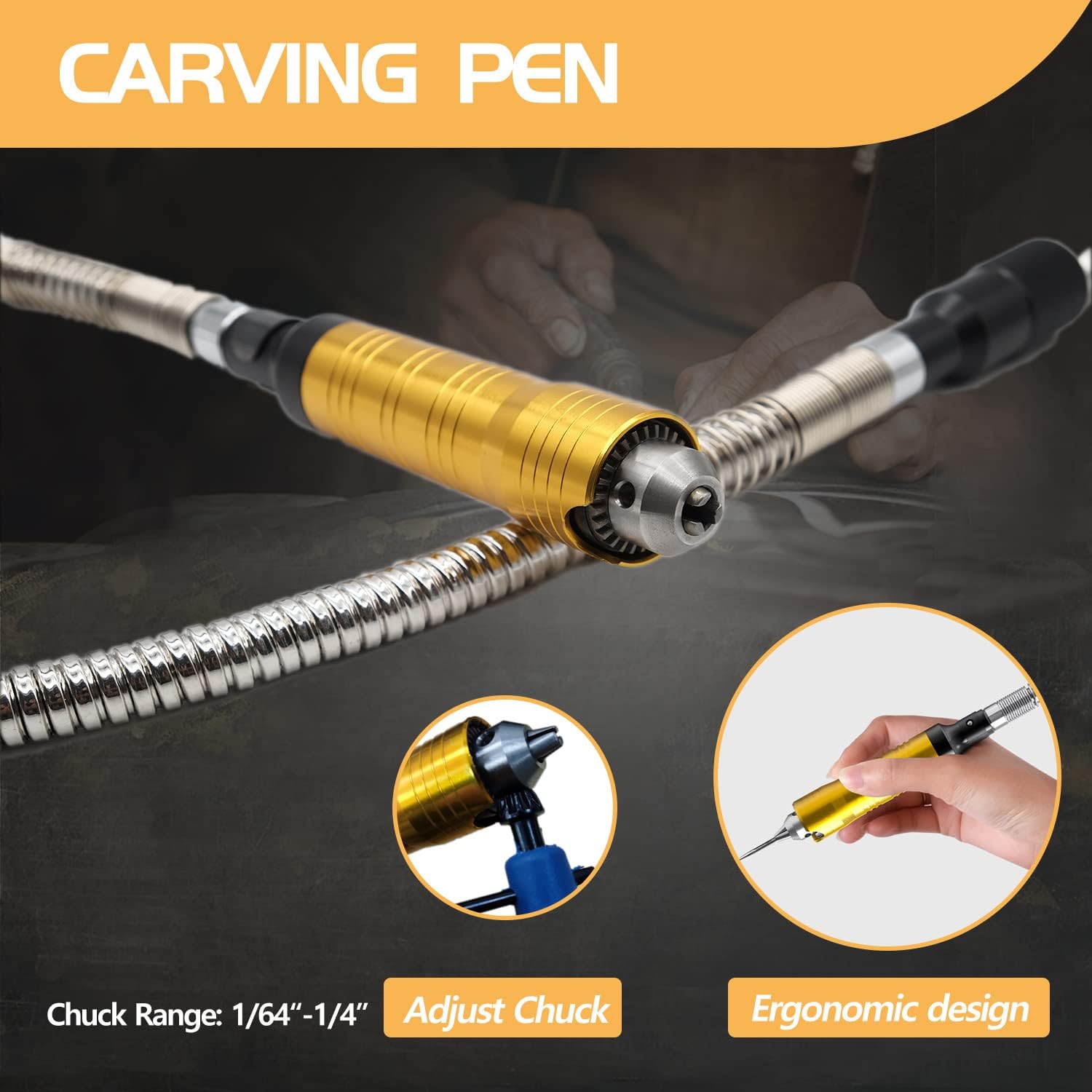 1000W 30000RPM Flex Shaft Rotary Tool, Thicken 1/4' Flexible Shaft with Stepless Speed Foot Pedal, Hanging Grinder Carver Electric Multi-function Metalworking Tools Repair Kit