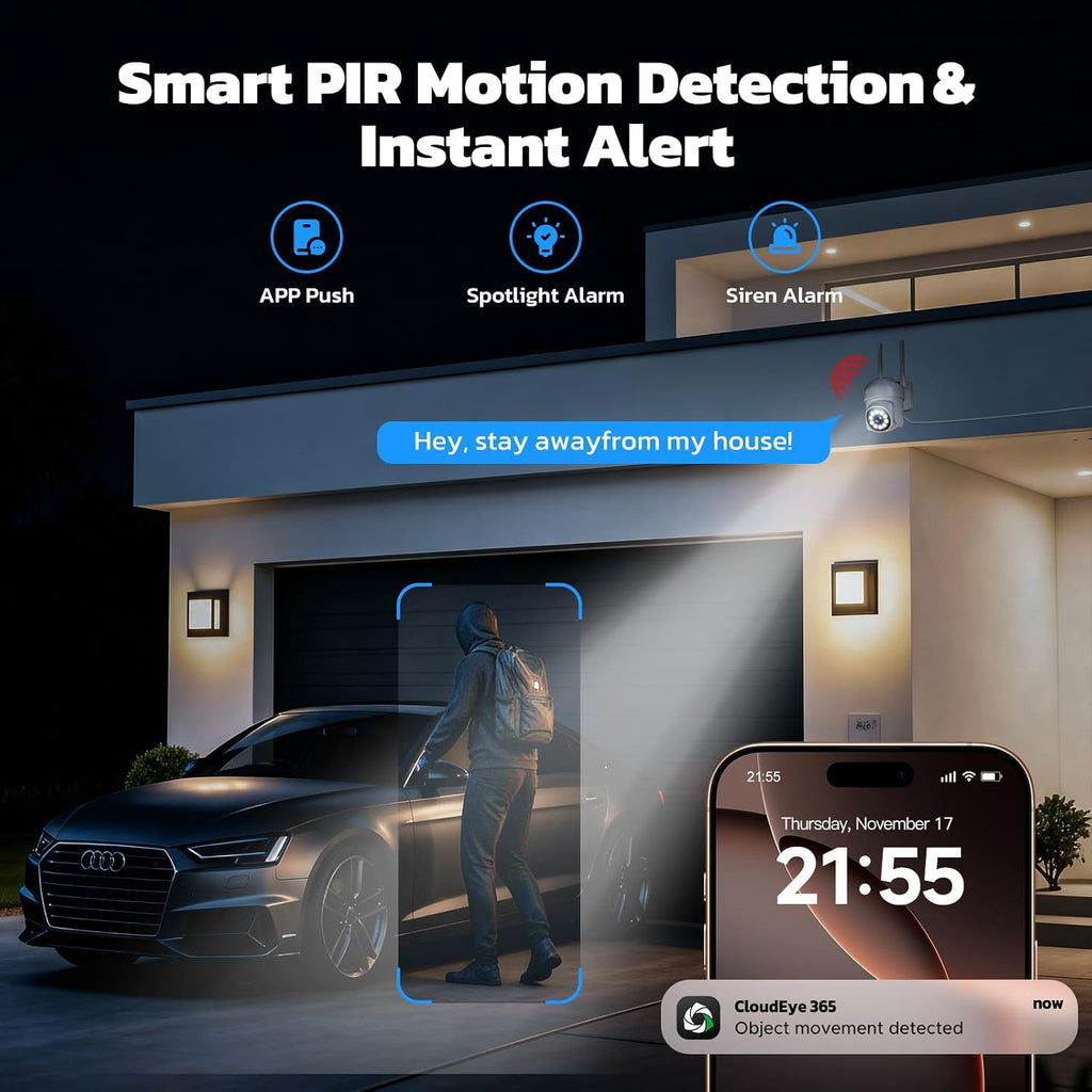 CAMCAMP Wireless Security Camera System,Color Night Vision Wireless Security Camera Outdoor with Auto Tracking,Up to 10CH,360° PTZ,2-Way Audio,2.4/5GHz WiFi, for Home & Business Surveillance Kits