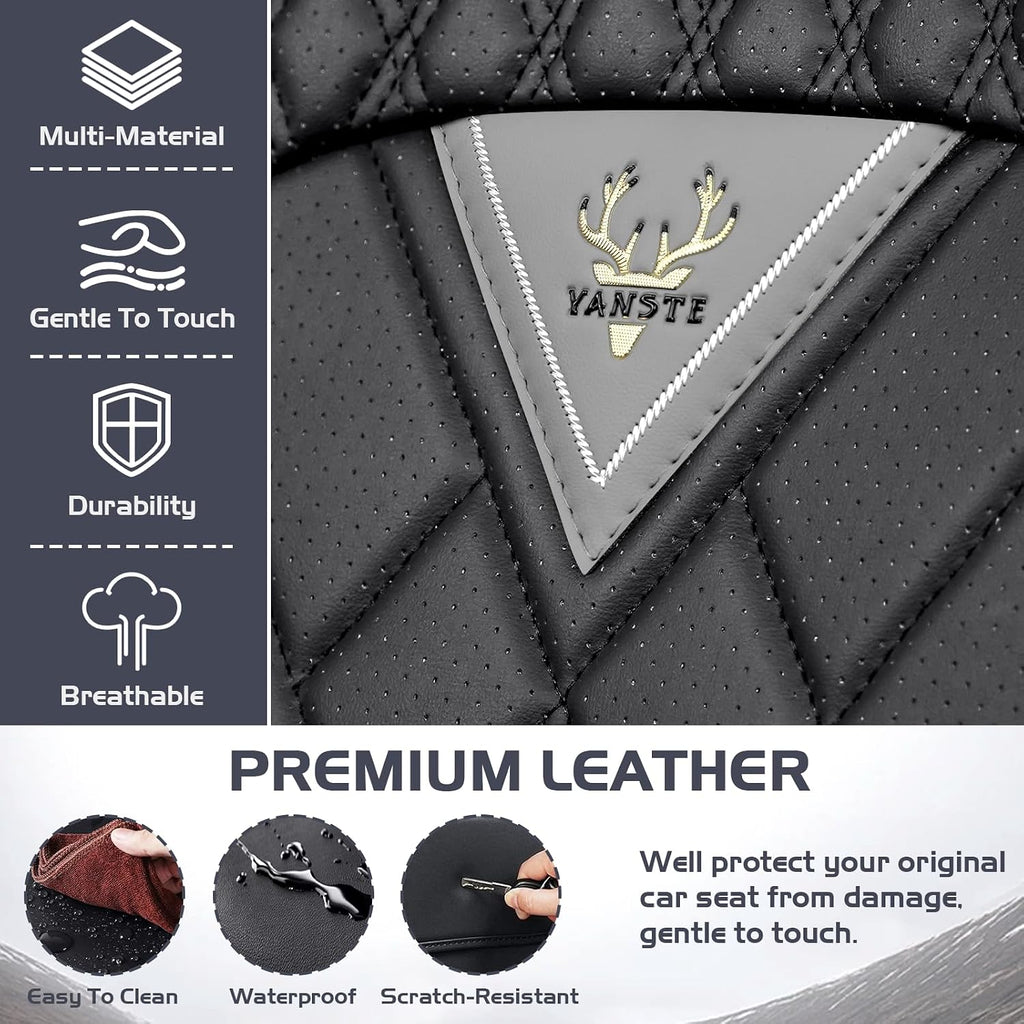 Car Seat Covers for Hyundai Santa Fe 2001-2026, Waterproof Nappa Leather Front Seat Cover, Anti-Slip and Comfortable Automotive Seat Protector&Accessories(Gray Black)