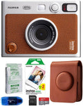 Fujifilm INSTAX Mini EVO Hybrid Instant Camera Bundle, Includes: Fujifilm Soft Case, Mini Film (30 Exposures), SanDisk 32GB MicroSDHC Memory Card and More (6 Items) (Brown)
