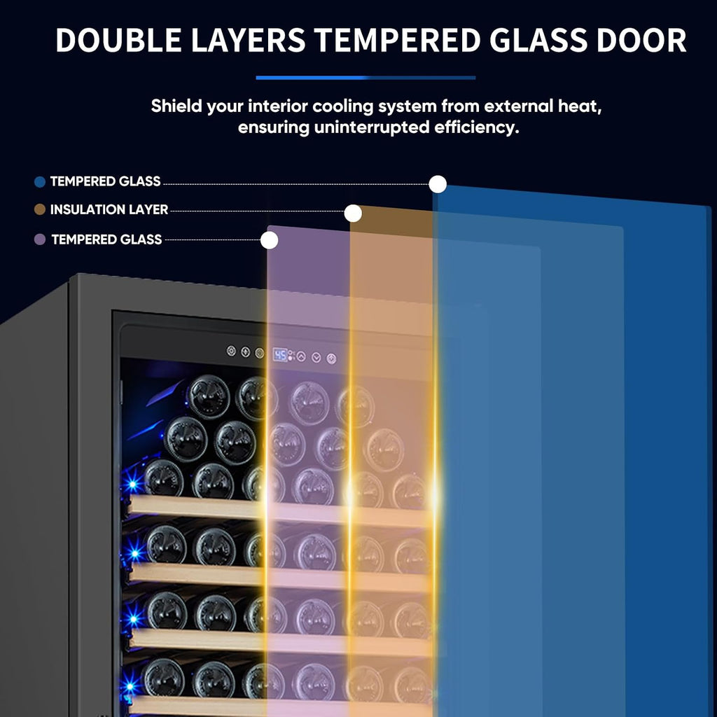 ORYMUSE 200 Bottle Upgrade Wine Cooler Refrigerator - 24 Inch Large Capacity Wine Fridge Built-In Freestanding, with Quiet Compressor, Professional Temperature Control & Wine Cellar - Black
