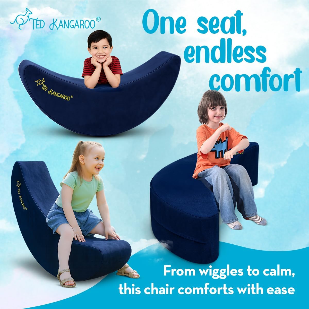 TED KANGAROO CloudBalance Sensory Chair | Flexible Active Seating for Kids | Classroom Rocker for Focus & Engagement | Durable Foam with Soft Cotton Cover