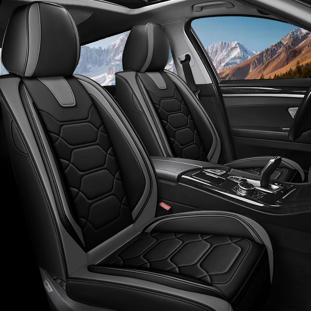 Car Seat Covers Full Set for Honda Civic 2000-2025,Durable Waterproof Luxury Universal,Easy to Install Napa Leather Cover Set for Cars,Full Seats,Black Gray