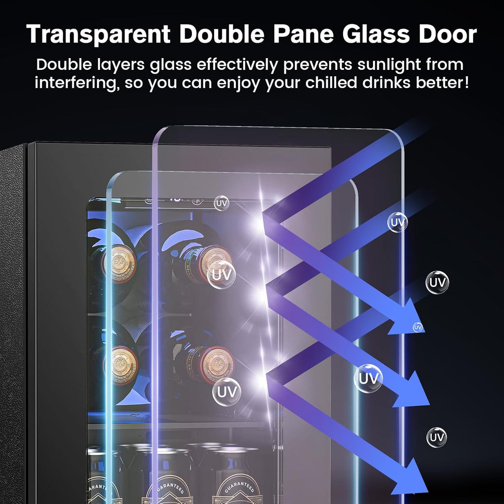 Electactic Wine Cooler Refrigerator with Glass Door, Mini Wine Fridge for Red, White and Champagne, Built-in Wine Cellar, 40-61F Digital Temperature Control, Indoor Use