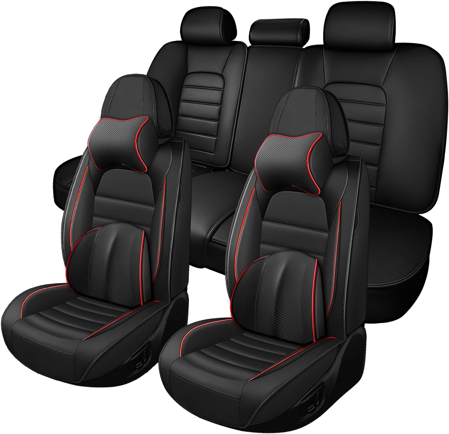 Car Seat Cover Fit for GMC Acadia 2007-2025,Compatible Airbag Non-Slip Waterproof Seat Covers,Car Seat Protector Premium Interior (Luxury 5 Seats,Black Red)