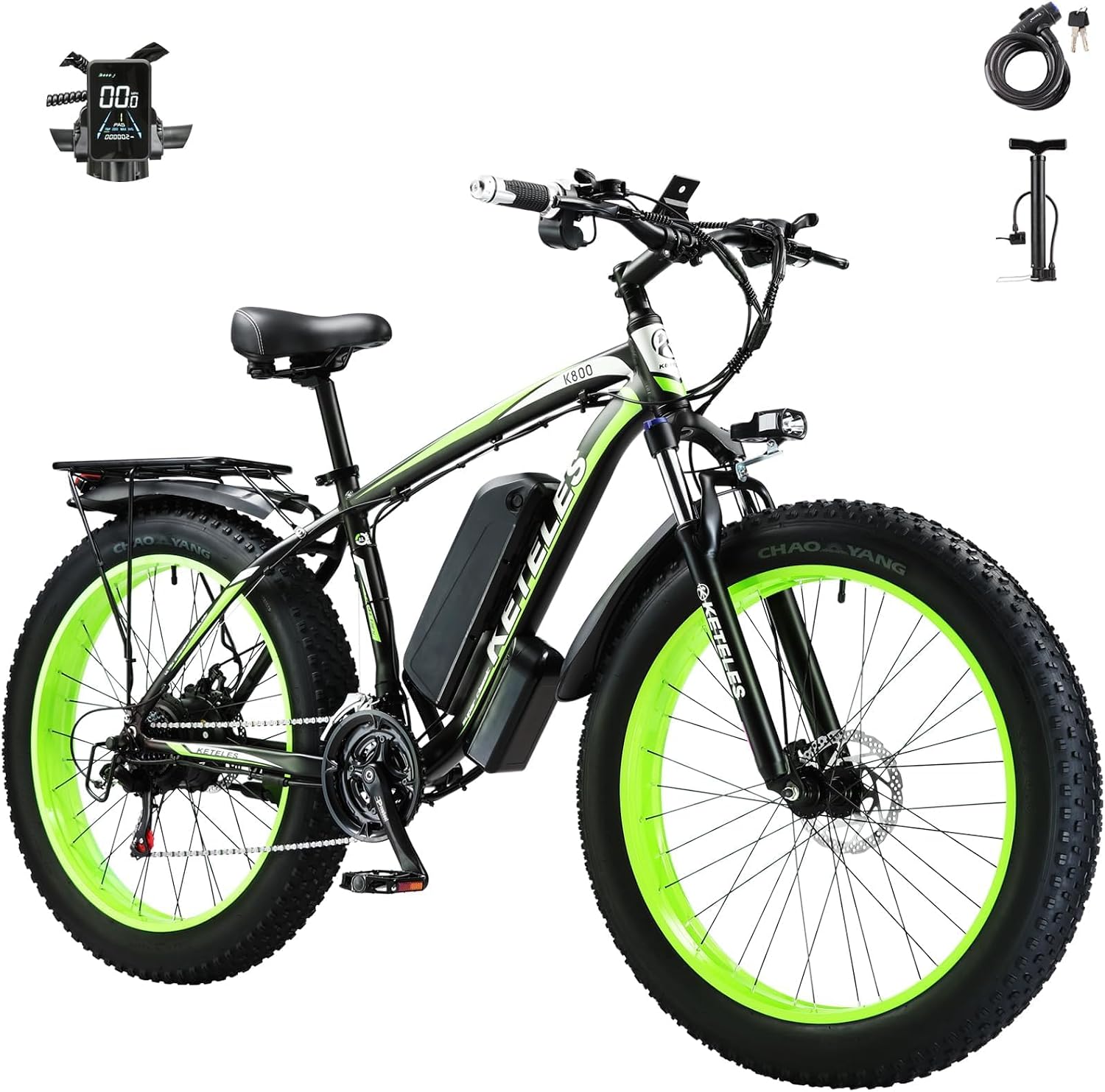 Peak 2000W Electric Bike 27 MPH 48V15Ah Removable Battery Max 40-80 Miles E Bike for Adults 26' Fat Tire Ebike 21-Speed All Terrain for Mountains Snow Sand Road