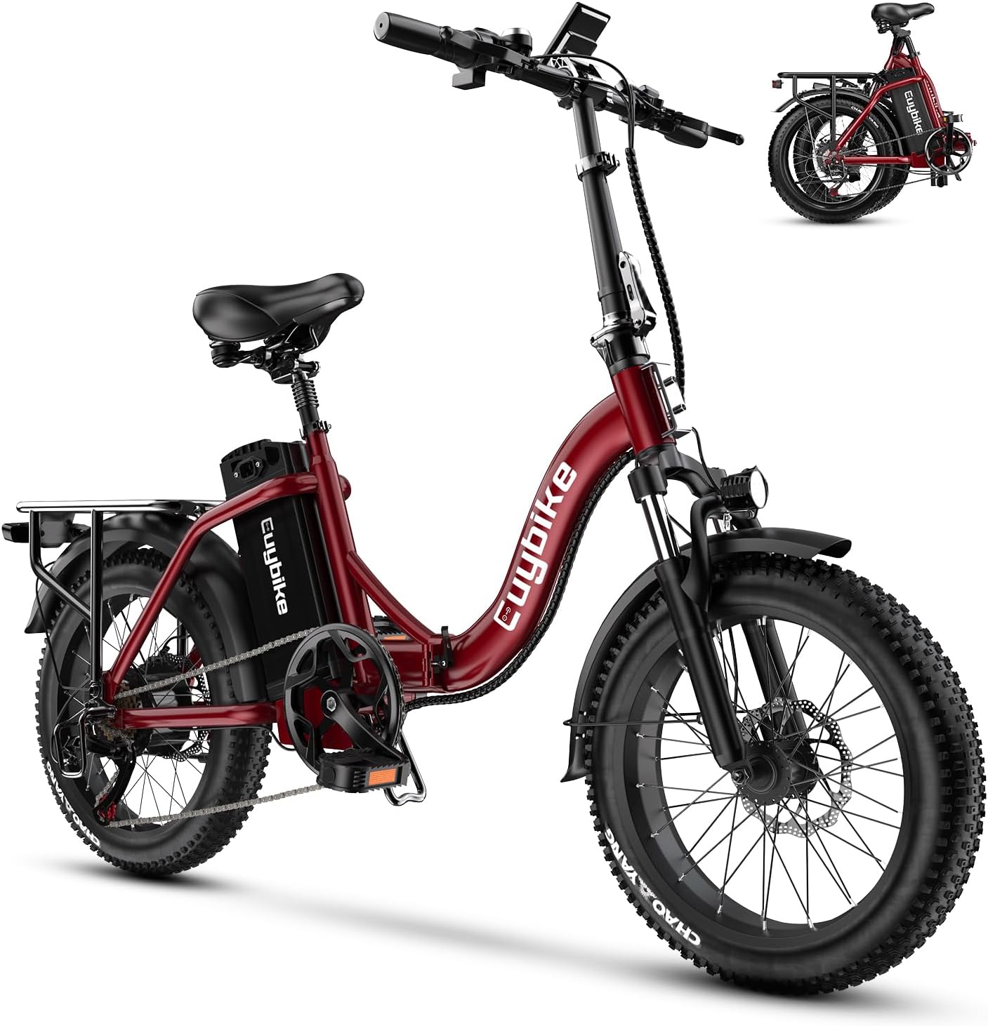 Auloor Foldable Electric Bike for Adults, Peak 1000W Brushless Motor 70Miles City Commuter Ebike, 48V 20AH Lithium Battery, 20' Fat Tire 7-Speed E-Bicycle with Front Suspension Colourful LCD Display