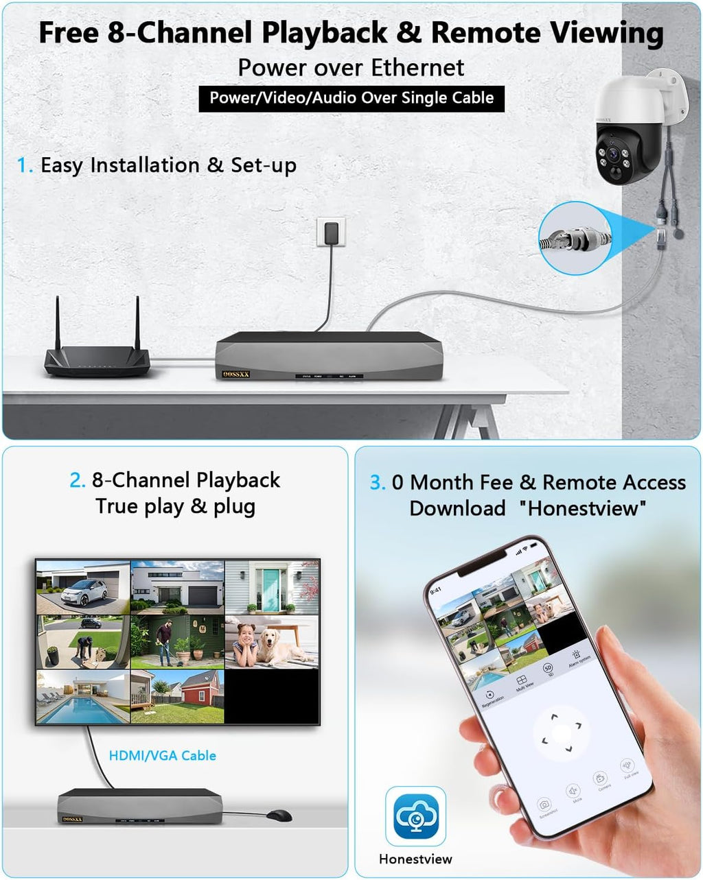 (2026 New) 4K PoE PTZ Security Camera System with 6 Cameras, 8CH NVR 2TB HDD, Wired Outdoor Pan Tilt Cameras, AI Human Detection, 2-Way Audio, No Monthly Fee