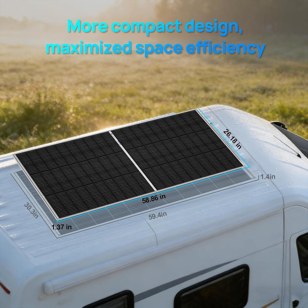 ECO-WORTHY N-Type 18BB Bifacial Solar Panels, 2PCS 195W 12 Volt Monocrystalline Solar Panel with 25% High Conversion Efficiency, Ideal for RV, Boat, Roof, Farm,Home & Off-Grid Applications