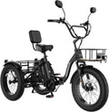 MOONCOOL 500W 4' Fat Tire Electric Tricycle for Adults, 48V 14.5Ah All-Terrain Aluminum 20' E-Trike, Front Suspension, 7-Speed, 400lbs Max Payload