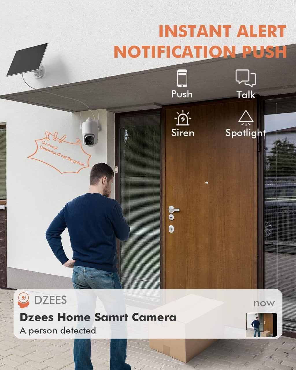 Dzees Security Cameras Wireless Outdoor, 2K Pan/Tilt 360° View Solar/Battery Powered WiFi Cameras for Home Security with AI Motion Detection,Color Night Vision, 2-Way Audio, SD/Cloud Storage - 2 Pack