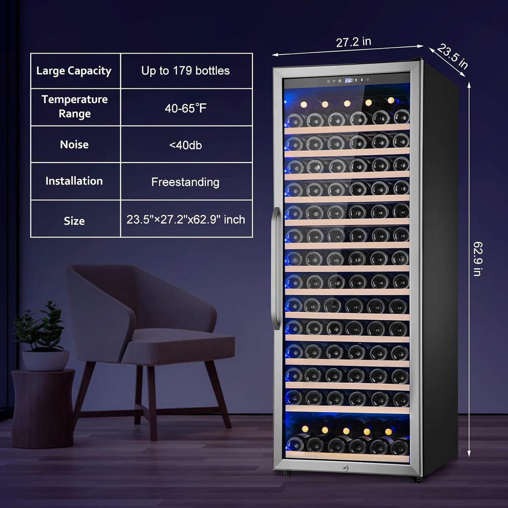 Velivi 24 Inch Wine Cooler Refrigerator Freestanding, Large Tall Built-in 154-Bottles Wine Fridge, Large Capacity Wine Cellar For Wine Collection, Wine Lovers