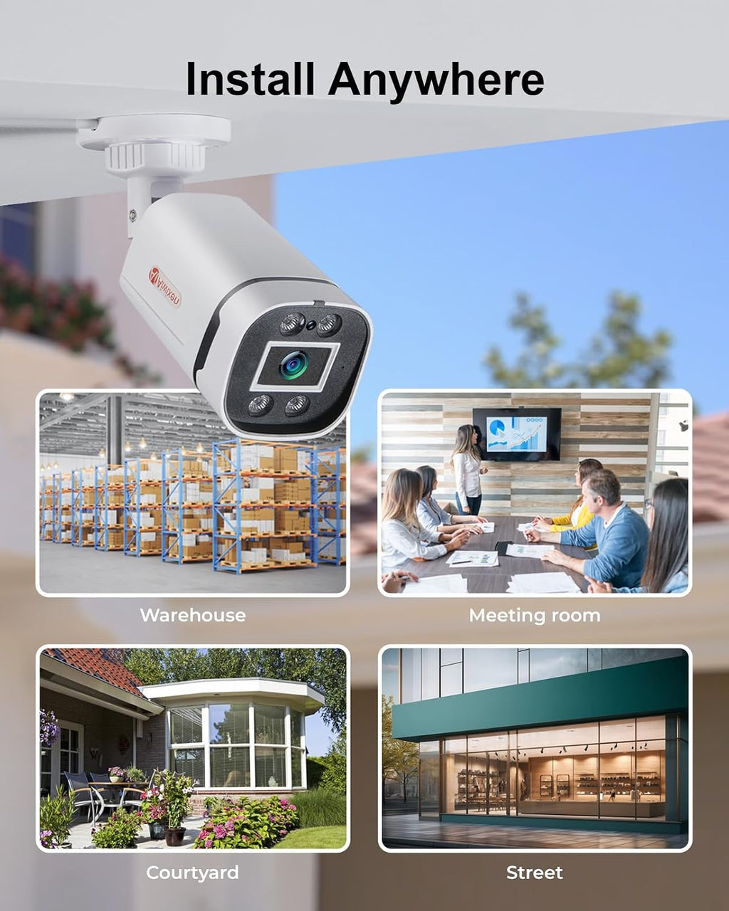 8CH H.265+ 3K Lite Wired CCTV Security Camera System with Human Vehicle Detection, 4X IP68 5MP Surveillance Camera for Indoor Outdoor, 1TB Hard Drive for 24-7 Recording, Remote Access